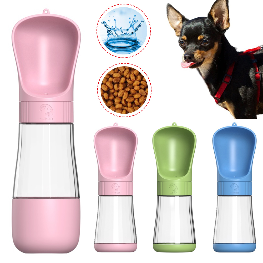 Pet Supplies Co - 2 In 1 ขวดน้ําสุนัขแบบพกพาสําหรับสุนัขขนาดเล็กแมวกลางแจ้งเดินชามดื่ม PET Feeder