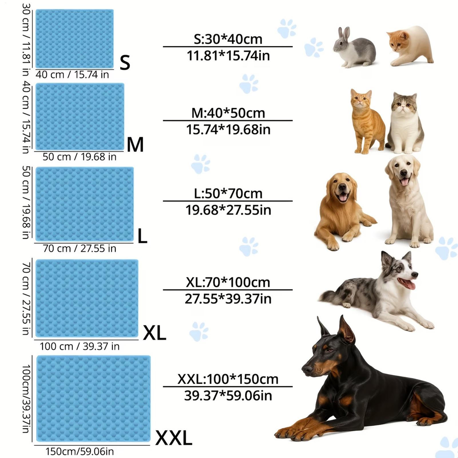 Dog Cooling Mat - แผ่นรองนอนเย็นสำหรับสัตว์เลี้ยงในฤดูร้อน ผ้าไหมน้ำแข็งระบายอากาศได้ดี ซักล้างได้ ที่นอนสัตว์เลี้ยง ทนทาน เบาะรองนอนสำหรับสุนัขและแมว