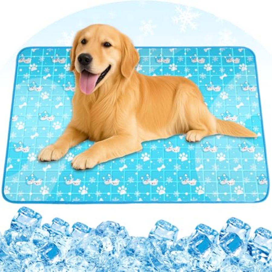 Dog Cooling Mat - แผ่นรองทำความเย็นสำหรับสุนัข, แผ่นทำความเย็นสำหรับสัตว์เลี้ยงพร้อมเจลแข็งปลอดสารพิษ, แผ่นทำความเย็นอัตโนมัติสำหรับสุนัข, กันน้ำ, เตียงทำความเย็นที่ทนทานสำหรับใช้ในร่ม
