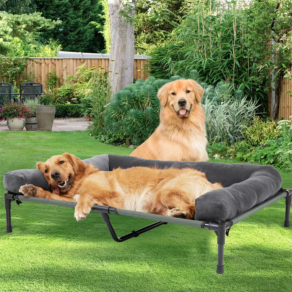 Dog Cooling Mat - เตียงนอนสุนัขกลางแจ้ง BINGOPAW แบบยกสูง ระบายความร้อน พร้อมเบาะรองนุ่มถอดได้ ตาข่ายสำหรับนอนพักผ่อน