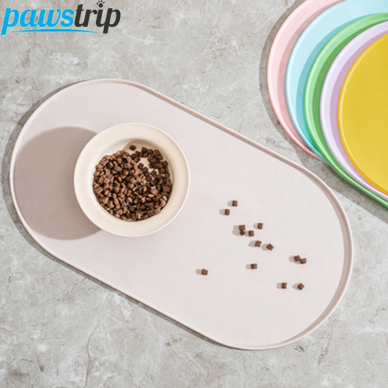 Pet Supplies Co - แผ่นรองอาหารสัตว์เลี้ยงรูปวงรีขนาด 45.5x24.5 ซม. ทำจากซิลิโคน กันน้ำ สำหรับแมวและสุนัข